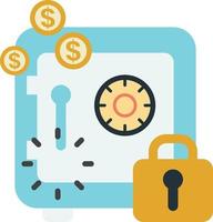 Safe box and lock illustration in minimal style vector
