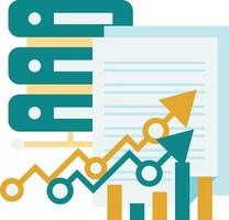 servidor de computadora e ilustración de informe en estilo minimalista vector