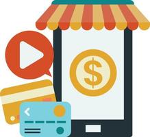 compras en línea por ilustración de teléfono inteligente en estilo minimalista vector