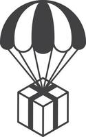 Parcel and parachute illustration in minimal style vector