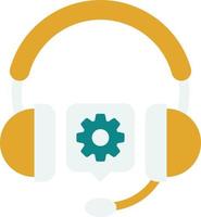 Over ear headphones and cogs illustration in minimal style vector