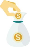 hand and money illustration in minimal style vector