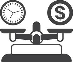 Money and time are on the scales illustration in minimal style vector