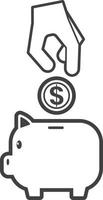 Piggy bank and saving money illustration in minimal style vector