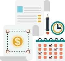 calendar and report illustration in minimal style vector