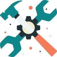 hammer and wrench illustration in minimal style vector