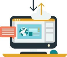 computer and web page window illustration in minimal style vector