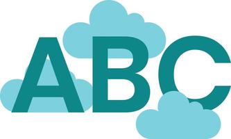 letras abc flotando en la ilustración de las nubes en estilo minimalista vector