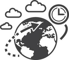 world and clock illustration in minimal style vector