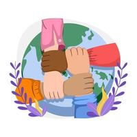 Human Rights Day with Multiple Hands vector