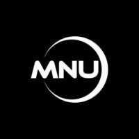 MNU letter logo design in illustration. Vector logo, calligraphy designs for logo, Poster, Invitation, etc.