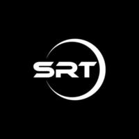 SRT letter logo design with black background in illustrator. Vector logo, calligraphy designs for logo, Poster, Invitation, etc.