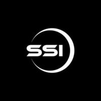 diseño de logotipo de letra ssi con fondo negro en illustrator. logotipo vectorial, diseños de caligrafía para logotipo, afiche, invitación, etc. vector