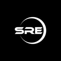 SRE letter logo design with black background in illustrator. Vector logo, calligraphy designs for logo, Poster, Invitation, etc.