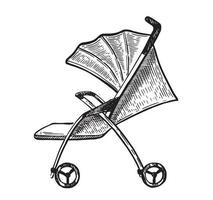 Pram hand drawn vector illustration.