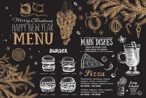 Christmas menu cafe. Food flyer. vector