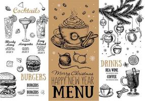 cafetería menú navideño. folleto de comida. vector