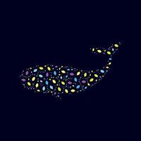 whale colors pattern design vector