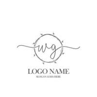 Initial WG beauty monogram and elegant logo design, handwriting logo of initial signature, wedding, fashion, floral and botanical with creative template. vector