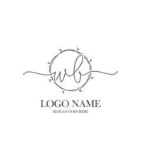 Initial WB beauty monogram and elegant logo design, handwriting logo of initial signature, wedding, fashion, floral and botanical with creative template. vector