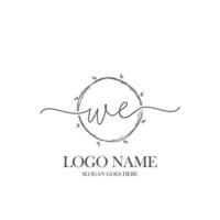 Initial WE beauty monogram and elegant logo design, handwriting logo of initial signature, wedding, fashion, floral and botanical with creative template. vector