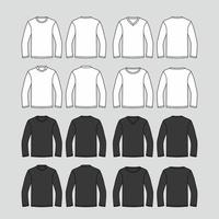 plantilla de esquema de maqueta de camiseta de manga larga vector
