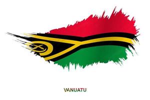 Flag of Vanuatu in grunge style with waving effect. vector