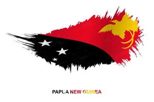 Flag of Papua New Guinea in grunge style with waving effect. vector