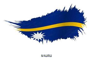 Flag of Nauru in grunge style with waving effect. vector