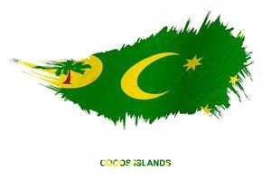 Flag of Cocos Islands in grunge style with waving effect. vector