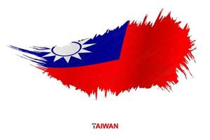 Flag of Taiwan in grunge style with waving effect. vector