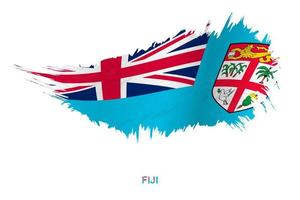 Flag of Fiji in grunge style with waving effect. vector