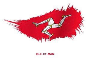 Flag of Isle of Man in grunge style with waving effect. vector