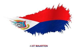 Flag of Sint Maarten in grunge style with waving effect. vector