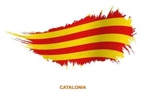 Flag of Catalonia in grunge style with waving effect. vector