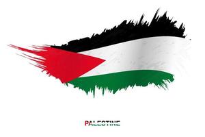 Flag of Palestine in grunge style with waving effect. vector