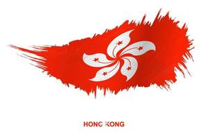 bandera de hong kong en estilo grunge con efecto ondulante. vector