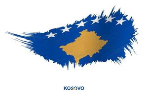 Flag of Kosovo in grunge style with waving effect. vector