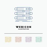 server. structure. rack. database. data 5 Color Line Web Icon Template isolated on white. Vector illustration