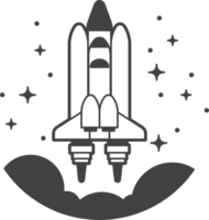 rocket going into space illustration in minimal style png