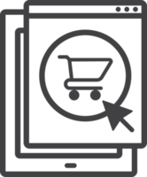 tablet e ilustração de compras online em estilo minimalista png