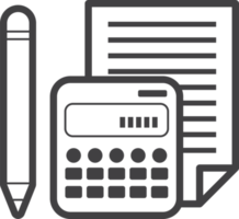 ilustração de relatório e calculadora em estilo minimalista png