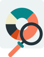 magnifying glass and pie chart illustration in minimal style png