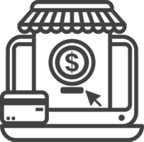 il computer portatile e in linea memorizzare illustrazione nel minimo stile png