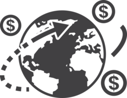 ilustración del mundo y el dinero en estilo minimalista png