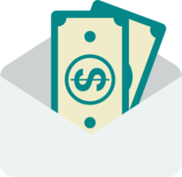 ilustração de envelope e dinheiro em estilo minimalista png