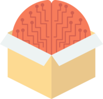 brain in the box illustration in minimal style png