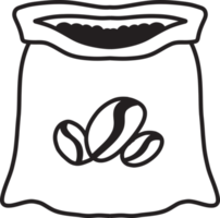 hand dragen kaffe böna säck illustration png