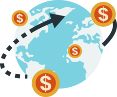 world and money illustration in minimal style png