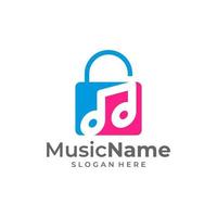 Music Padlock Logo Vector Icon Illustration. Padlock Music logo design template